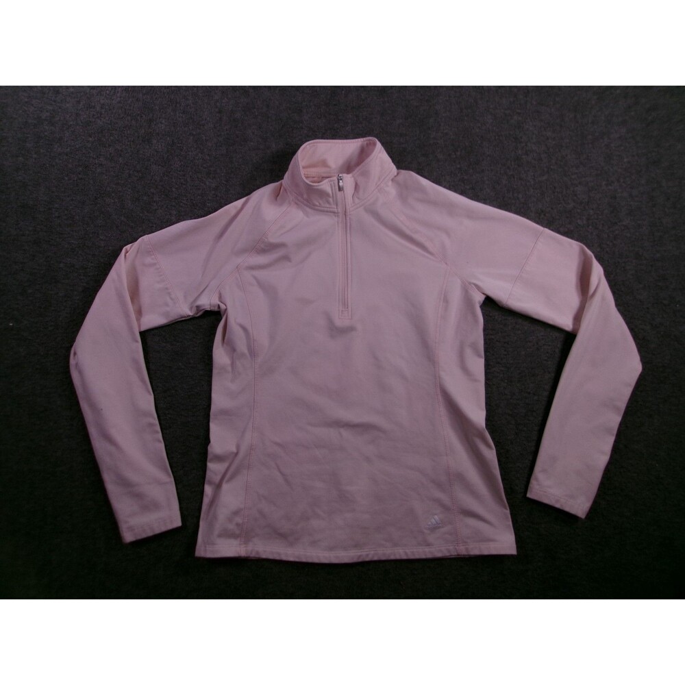 Adidas Pullover Women Small PinkFleece Quarter Zip Running Jacket Golf